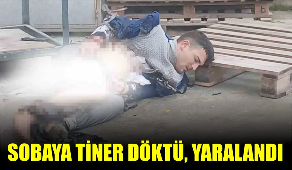 Sobaya tiner döktü, yaralandı